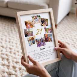Personalised 21St Birthday Photo Collage Print Keepsake, Polaroid Style Frame - thumbnail 3