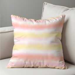 Pastel Ombre Cushion Cover, Soft Watercolor Striped Throw Pillowcase, Cozy Feminine Decor, 18x18 - thumbnail 4