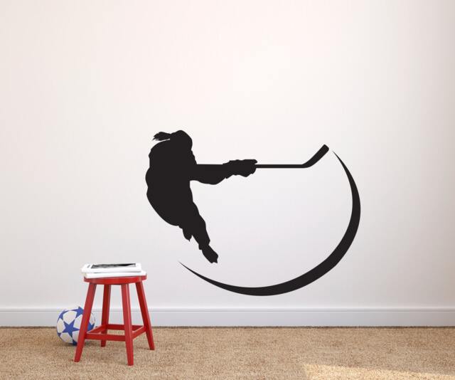 Girl Hockey Slap Shot Silhouette Sports - Wall Decal Custom Vinyl Art Stickers - image 1