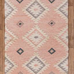 Soft Pink Moroccan Bohemian Hand Woven Wool Rug, Boho Rugs, #as-1 - thumbnail 4