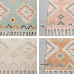 Soft Pink Moroccan Bohemian Hand Woven Wool Rug, Boho Rugs, #as-1 - thumbnail 2