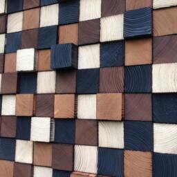 Reclaimed Wood Mosaic Wall Art - Handcrafted Wooden Cubes - thumbnail 4