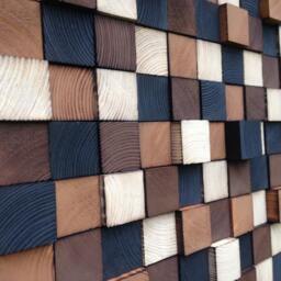 Reclaimed Wood Mosaic Wall Art - Handcrafted Wooden Cubes - thumbnail 2