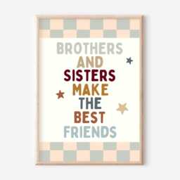 Set Of Personalised Sibling Gallery Wall Prints For A Shared Playroom, Bedroom Or Nursery - Prints Only - thumbnail 3