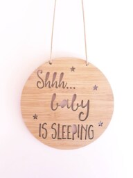 Shhh Baby Is Sleeping Personalised Wooden Bamboo Door/Wall Hanging-Custom-Lasercut-Plaque-Baby Shower-Baby Gift-Newborn