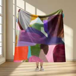 Abstract Sherpa Fleece Blanket Colorful Original Art Modern Throw - thumbnail 2