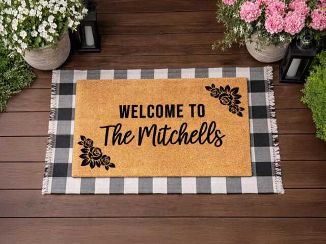Simple Custom Family Name Doormat - Clean Door Mat Design - image 1