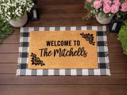 Simple Custom Family Name Doormat - Clean Door Mat Design