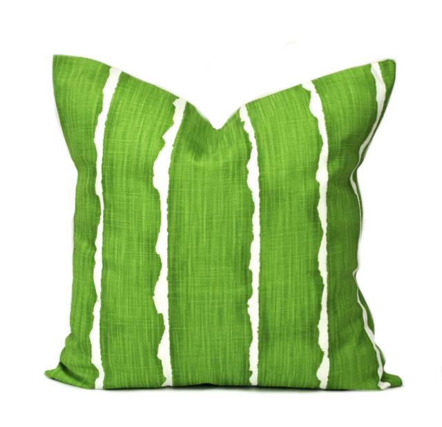 Scott Living Pillow Cover, Cushion, Decorative Throw Pillow, Green Striped Accent Mid Century Case, Pillow - image 1
