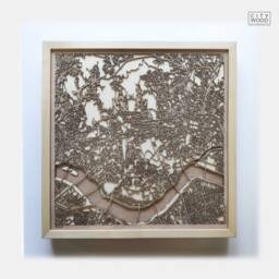 Seoul Wooden Map - Laser Cut 3D City Streets, Framed Wall Art - thumbnail 1