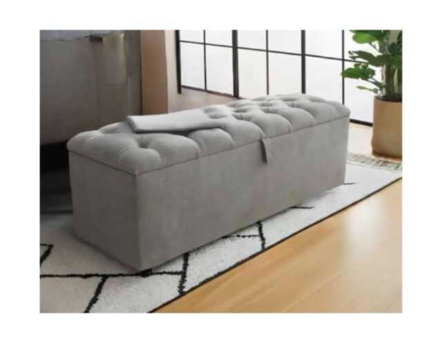 Plush Velvet Chesterfield Ottoman - Tufted Storage Box, Footrest - 100x46x52cm - image 1