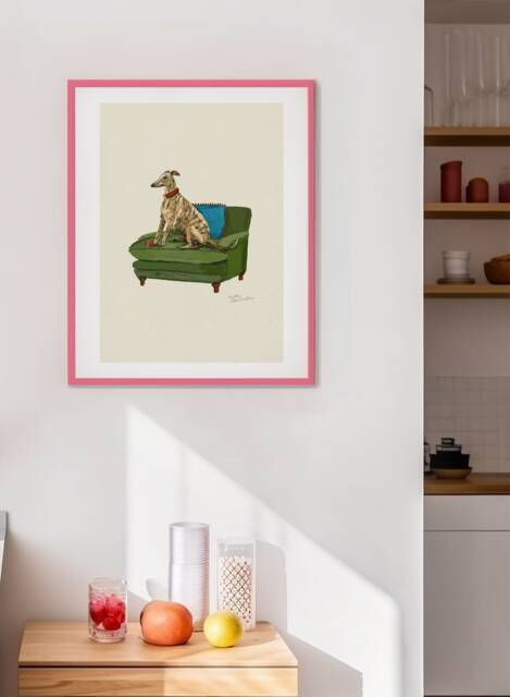 Greyhound Print - Dogs On Chairs Collection 5 X 7 Inches/A5 A4 A3 - image 1
