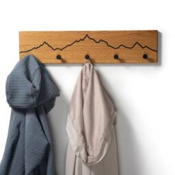 Mountain Oak Wall Coat Rack - Wooden Hook Rail Entryway & Bathroom - thumbnail 2