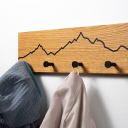 Mountain Oak Wall Coat Rack - Wooden Hook Rail Entryway & Bathroom - thumbnail 1