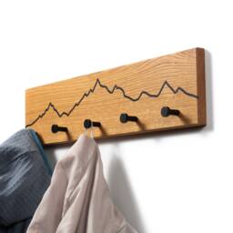 Mountain Oak Wall Coat Rack - Wooden Hook Rail Entryway & Bathroom - thumbnail 3