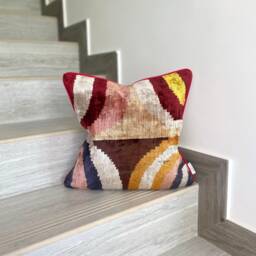 Velvet Ikat Pillow Cover Da Vinci - Decorative Cushion For Sofa Or Bed - thumbnail 2