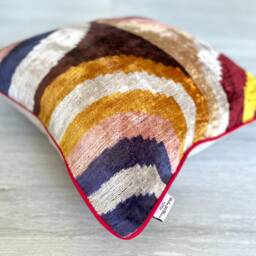 Velvet Ikat Pillow Cover Da Vinci - Decorative Cushion For Sofa Or Bed - thumbnail 3
