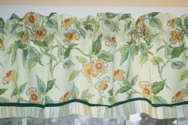 "Green Gold Floral Valance - 17"" X 65" - image 1