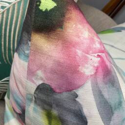 Multicoloured Cushion Cover Floral Pillow White Pink - Fibre Naturelle Fabric Double Sided - thumbnail 4