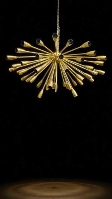 1950S Mid Century Vintage Brass Sputnik Chandelier - Space Age Design Fixture Lightings 45 Arms Flush Mount Hanging Light - image 1