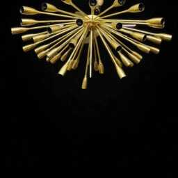 1950S Mid Century Vintage Brass Sputnik Chandelier - Space Age Design Fixture Lightings 45 Arms Flush Mount Hanging Light - thumbnail 2