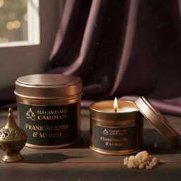 Frankincense & Myrrh Scented Candle, Christmas Gift For Her, Secret Santa Gift, Stocking Filler Teen, Home Fragrance, Soy Wax - thumbnail 3