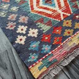 Heritage Runner Rug, Handmade Artisan Afghan Turkish, Scandinavian, Navajo, Bohemian, Wool Flatweave Multicolour Kilim Rug 190x60 cm - thumbnail 3