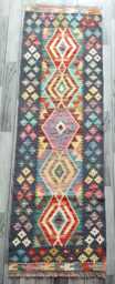 Heritage Runner Rug, Handmade Artisan Afghan Turkish, Scandinavian, Navajo, Bohemian, Wool Flatweave Multicolour Kilim Rug 190x60 cm - thumbnail 1