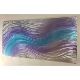 Modern, Abstract, Contemporary Metal Wall Art, Sculpture, 3D Effect, By R Toomer Art. Silver, Teal & Purple. Indoor/Outdoor - thumbnail 1