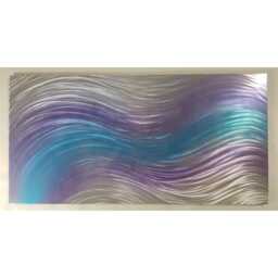 Modern, Abstract, Contemporary Metal Wall Art, Sculpture, 3D Effect, By R Toomer Art. Silver, Teal & Purple. Indoor/Outdoor - thumbnail 2