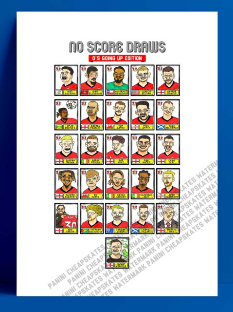 Leyton Orient Vol 2 - No Score Draws O's Going Up Edition A3 Print Of 26 Hand-Drawn Panini-style Doodles Lofc's 22/23 Promotion Winners - image 1