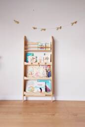 Montessori Bookshelf Wall Mounted - Front Facing Kids Bookcase Wooden Nursery Shelf Furniture - thumbnail 1