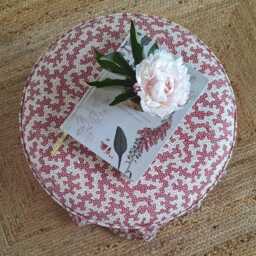 Bedroom Stool - Round Drum Pouffe Upholstered in Sanderson Truffle Fabric Extra Seating & Side Table - thumbnail 2