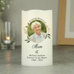 Personalised Memorial Led Candle With Photo Upload, Remembrance Gift - thumbnail 1