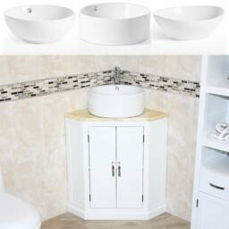 Bathroom Vanity Unit White Corner Wash Stand Golden Onyx Top Ceramic Basin Choice 501Bpgocbc