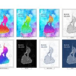Block Island Chart Art Print Watercolor Map, Photo Paper Or Canvas - thumbnail 4