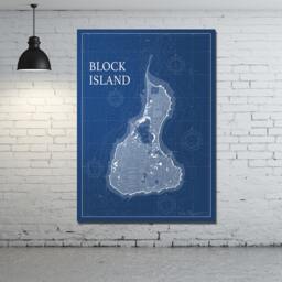 Block Island Chart Art Print Watercolor Map, Photo Paper Or Canvas - thumbnail 3