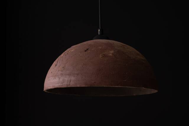 Handmade Terracotta Dome Pendant Light - Rustic Ceramic Chandelier - 16 - image 1