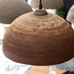 Handmade Terracotta Dome Pendant Light - Rustic Ceramic Chandelier - 16 - thumbnail 3