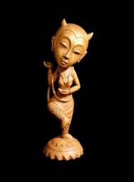 Hand-Carved Teak Wood Sculpture - Thalia, Goddess Of Dance Altarpiece