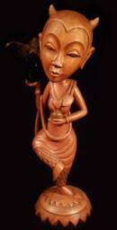 Hand-Carved Teak Wood Sculpture - Thalia, Goddess Of Dance Altarpiece - thumbnail 4