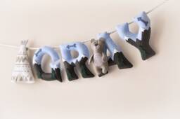 Felt Name Sign Gray Bear Adventure Nursery Garland - thumbnail 1