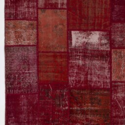 Handmade Turkish Patchwork Rug Red & Pink Wool, Made To Order - thumbnail 4