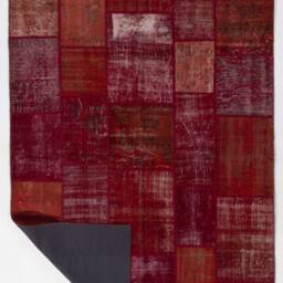 Handmade Turkish Patchwork Rug Red & Pink Wool, Made To Order - thumbnail 2