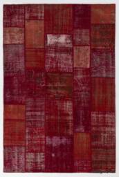 Handmade Turkish Patchwork Rug Red & Pink Wool, Made To Order