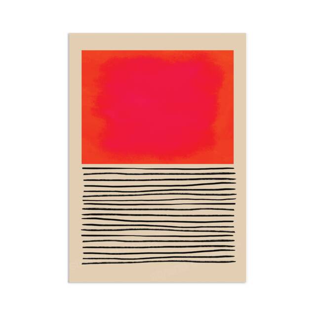 Abstract Art Print Poster Wall Home Decor Modern Contemporary Pink Red Shapes Lines Colorful Unique Hand-Drawn Beautiful Minimal Mid-Century - image 1