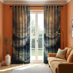 stormy Ocean Curtains, Abstract Sea Wave Panels With Moody Nautical Texture, Coastal Wall Window Drape For Modern Living Room Decor - thumbnail 1