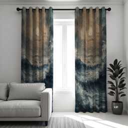stormy Ocean Curtains, Abstract Sea Wave Panels With Moody Nautical Texture, Coastal Wall Window Drape For Modern Living Room Decor - thumbnail 2