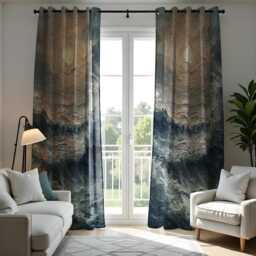stormy Ocean Curtains, Abstract Sea Wave Panels With Moody Nautical Texture, Coastal Wall Window Drape For Modern Living Room Decor - thumbnail 3