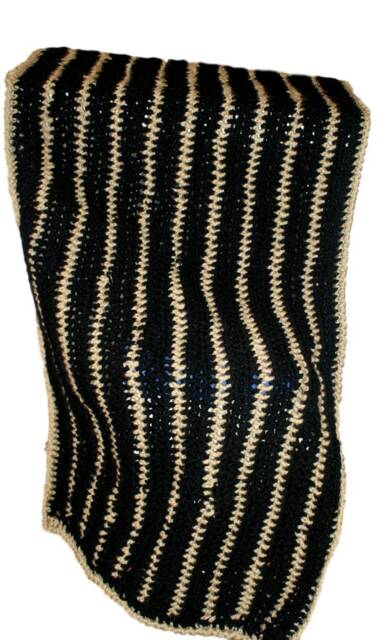 Crochet Baby Afghan, Black & Gold Blanket, Handmade Crib Blanket - image 1